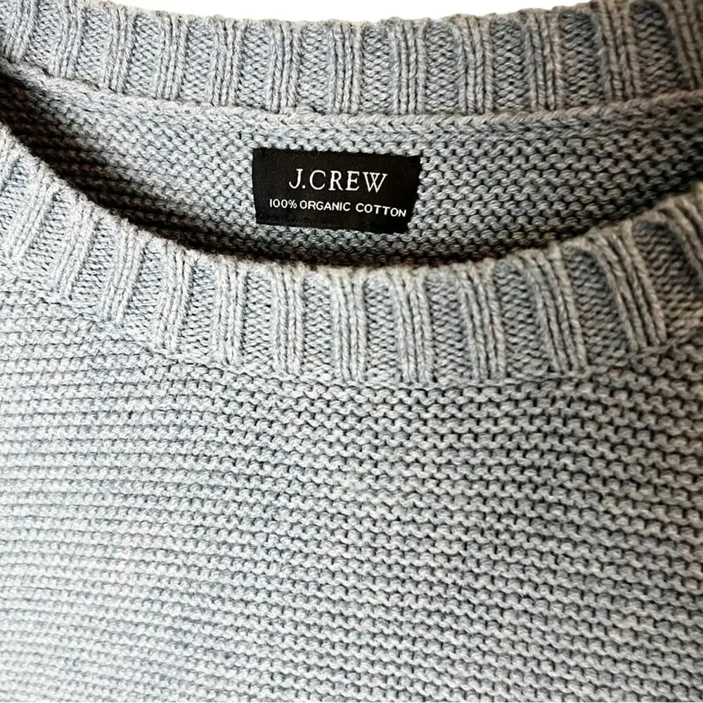 SZ L J. Crew Blue Thick Warm Winter 100% Organic Cotton Sweater